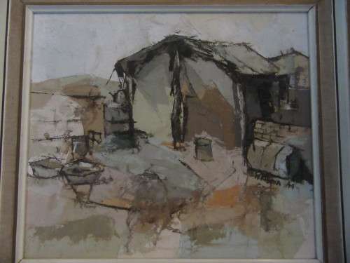 Welcome Koboka SA Artist  Township Scene Investment Painting