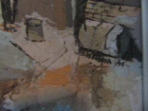 Welcome Koboka SA Artist  Township Scene Investment Painting