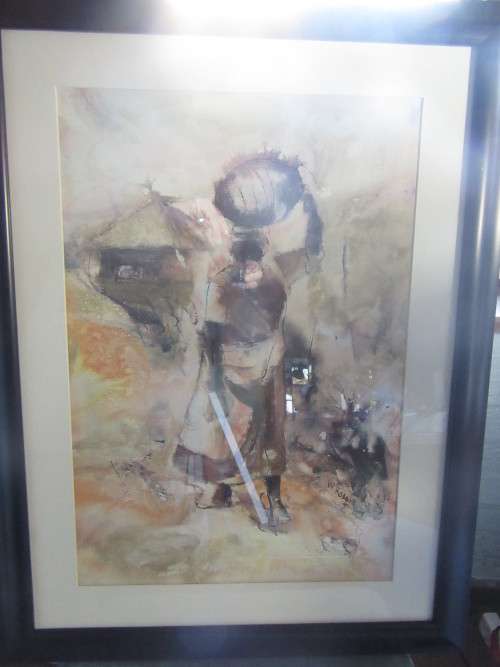 Welcome Koboka SA Artist Water Carrier Investment Painting