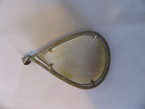 Antique Persian Hand Painted Camel Scene on A Pear Shaped Shell Pendant