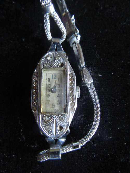Swiss  Silver 925 Marcasite Wrist Watch