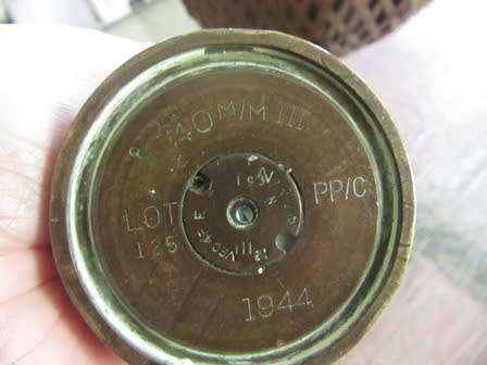 World War 11 40mm Anti Aircraft Brass Shell C1944