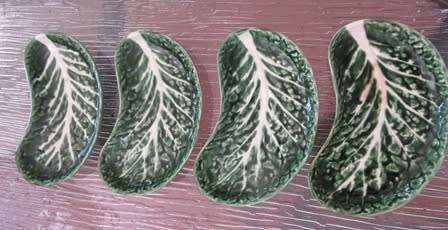 Set of 4x Lettuce leaf Plates made in Portugul