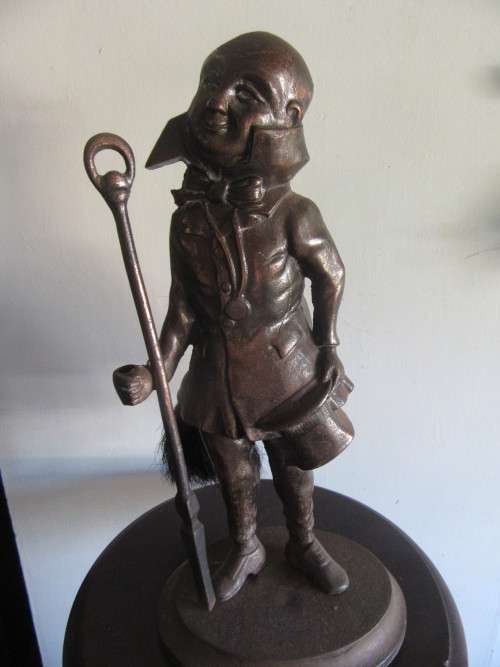 Antique Heavy Cast Iron Mr Pickwick Fireside Tool Set