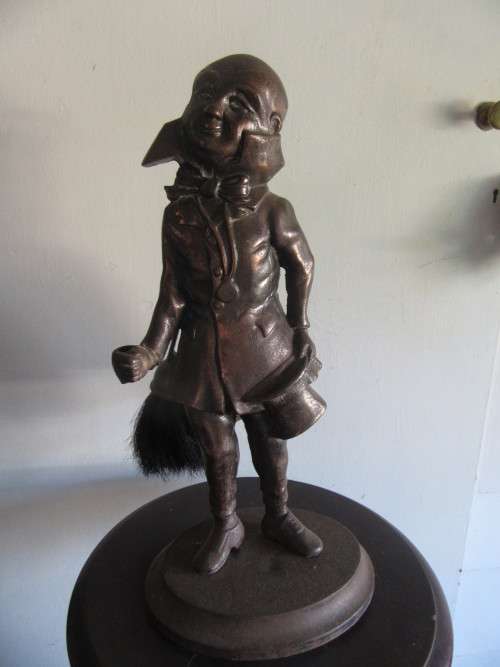 Antique Heavy Cast Iron Mr Pickwick Fireside Tool Set