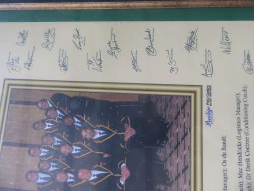Framed 1997 World Cup Rugby Picture of the Team With Autographs