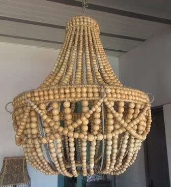 Large Wooden Beaded Chandelier
