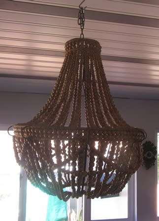 Large Wooden Beaded Chandelier