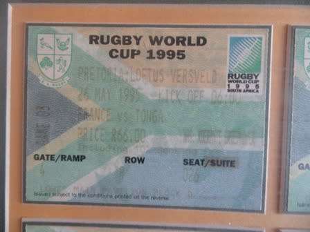 Rugby World Cup 1995 Framed Tickets- Relisted Due to Non Payment