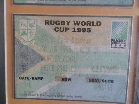 Rugby World Cup 1995 Framed Tickets- Relisted Due to Non Payment