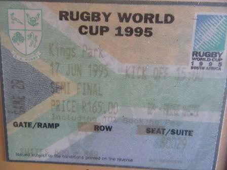 Rugby World Cup 1995 Framed Tickets- Relisted Due to Non Payment