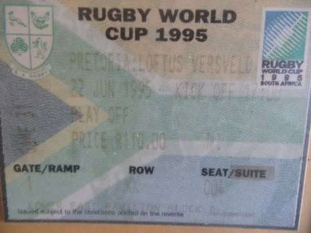 Rugby World Cup 1995 Framed Tickets- Relisted Due to Non Payment