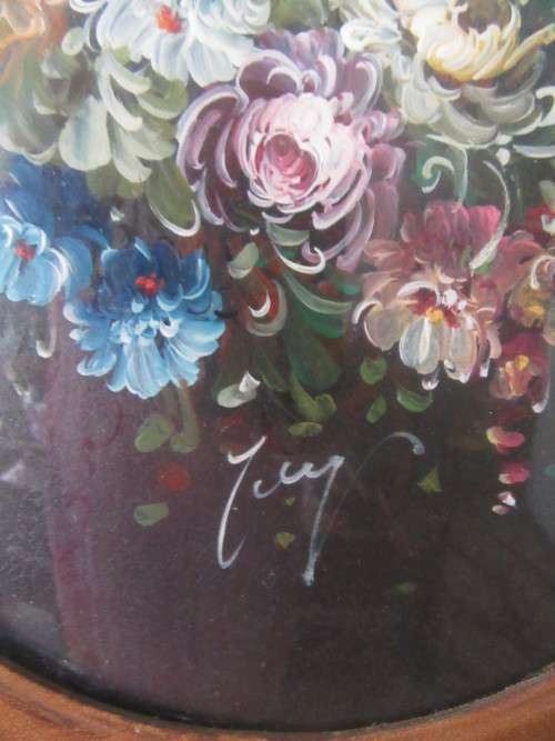 Beautifully Framed Original Oil Floral Painting Framed with Bubble Glass