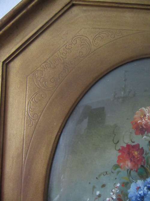 Beautifully Framed Original Oil Floral Painting Framed with Bubble Glass