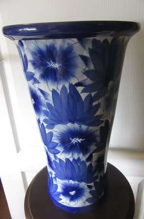 Blue and White Umbrella Stand