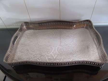 Chased Silver Plated Gallery Tray with Ball & Claw Feet