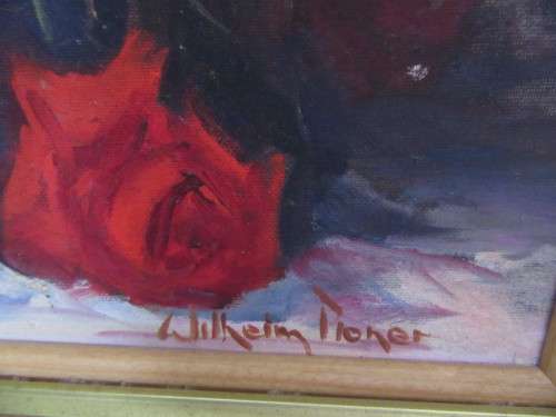 Framed Rose Painting By Wilheim Pioner