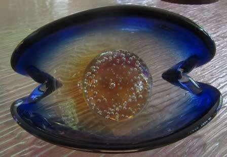 Murano Glass Oyster Shell And Pearl