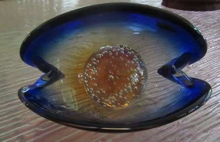 Murano Glass Oyster Shell And Pearl