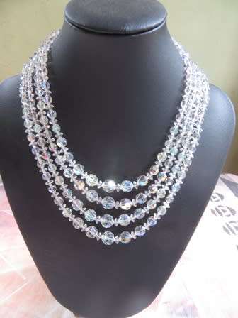 Vintage Crystal 4 Strand Necklace