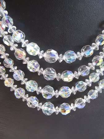 Vintage Crystal 4 Strand Necklace