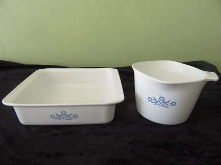 Vintage Corningware Square Casserole and Sauce Pot