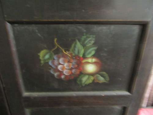 Wooden Screen 4 Panels with hand painted Flowers  -Courier under the discription