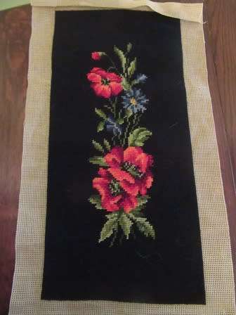 Unframed Tapestry of  Red Floral Panel