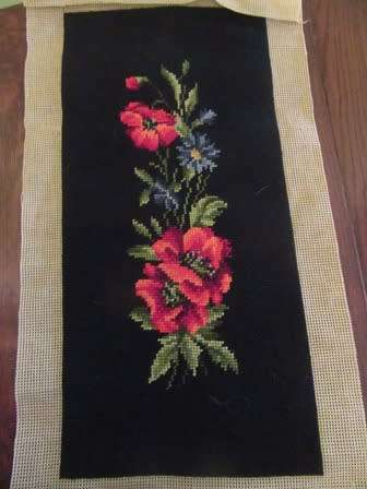 Unframed Tapestry of  Red Floral Panel