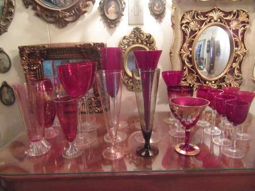 Selection of 21 Red Wine , sherry Glasses and Flutes