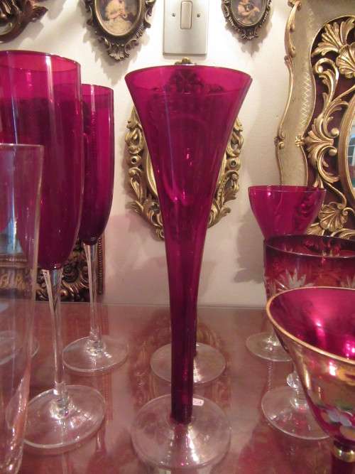 Selection of 21 Red Wine , sherry Glasses and Flutes