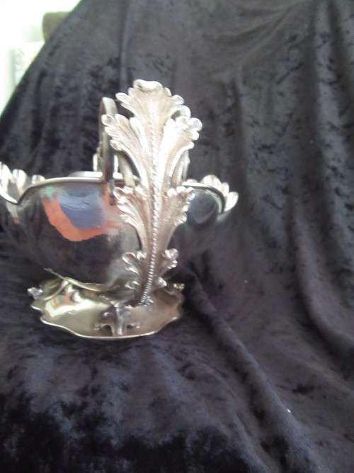 Large Italian Silver Vase With Scroll Handles Marked 800 Silver