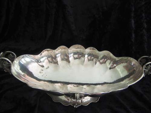 Large Italian Silver Vase With Scroll Handles Marked 800 Silver