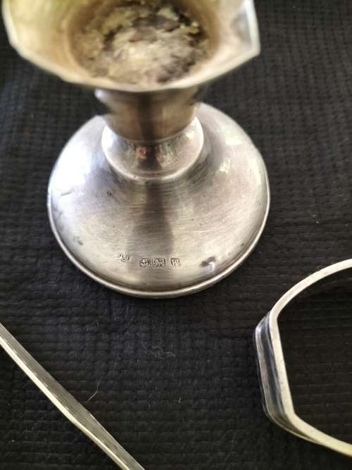Silver Tongs, Serviett Ring & Candlestick