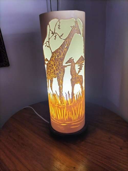 Giraffe Cylinder Lamp made in Zimbabwe