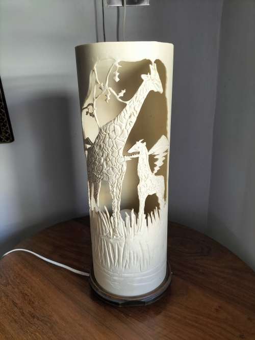Giraffe Cylinder Lamp made in Zimbabwe