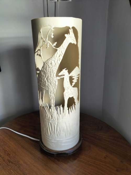 Giraffe Cylinder Lamp made in Zimbabwe