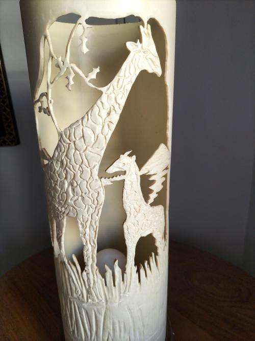 Giraffe Cylinder Lamp made in Zimbabwe