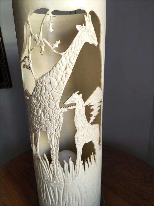 Giraffe Cylinder Lamp made in Zimbabwe