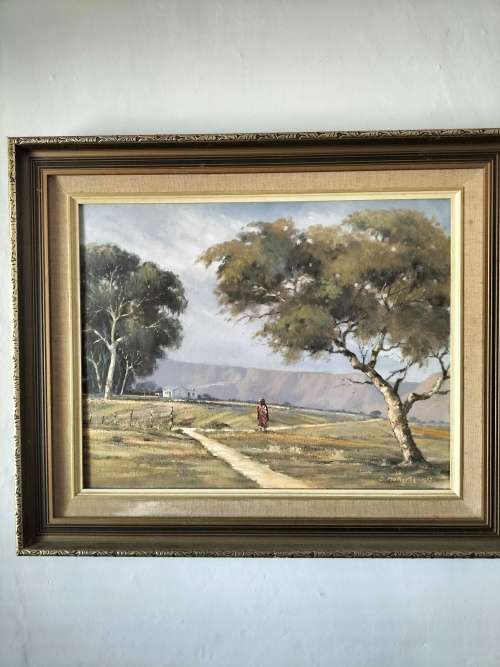 Framed Landscape Painting by Well Known SA Artist  D Malherbe