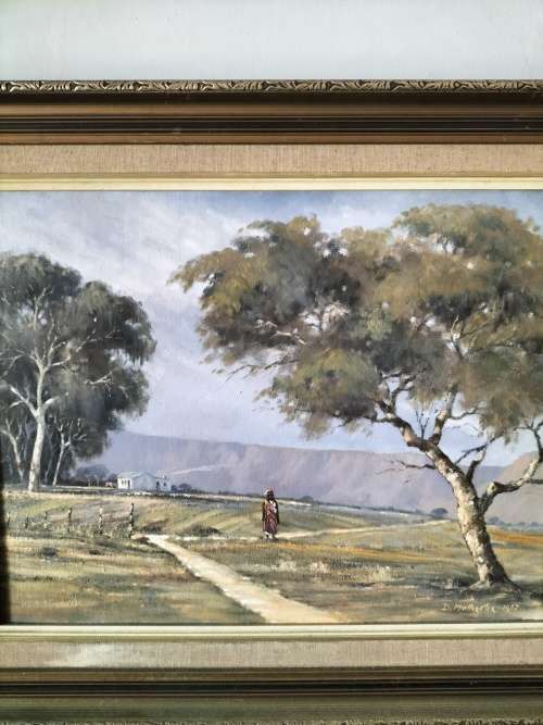 Framed Landscape Painting by Well Known SA Artist  D Malherbe