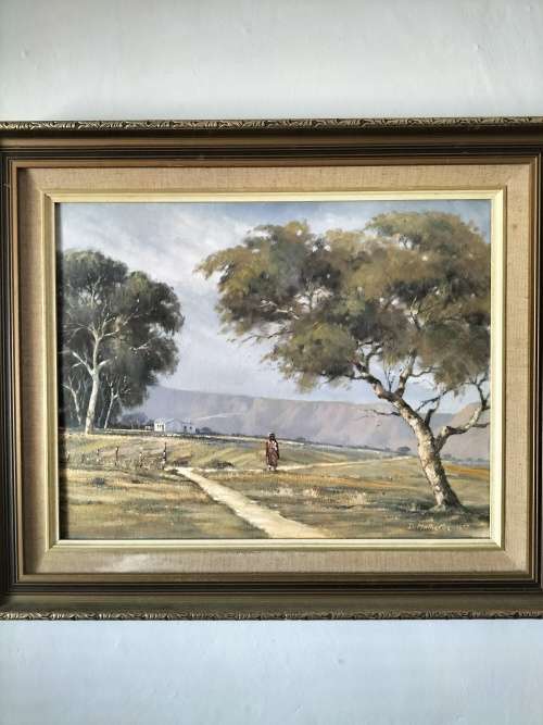 Framed Landscape Painting by Well Known SA Artist  D Malherbe