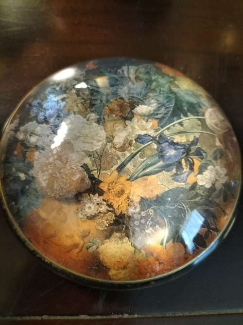 Hand Cast Glass Paperweight with floral Design