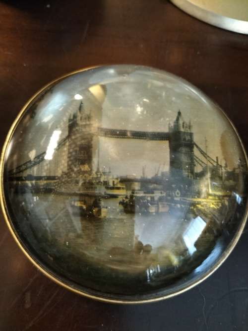 Hand Cast Glass Paperweight with  The London Bridge