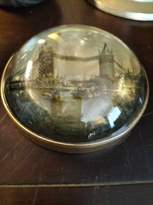 Hand Cast Glass Paperweight with  The London Bridge