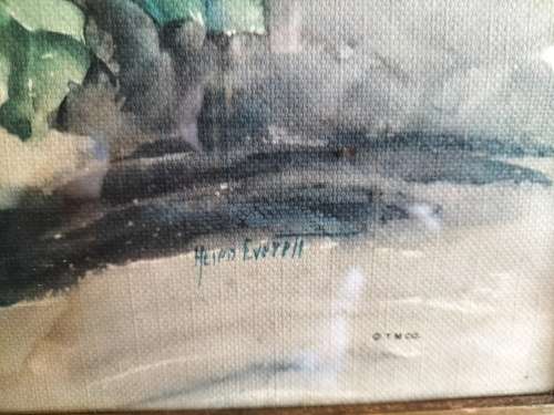 Framed Watercolour of a Bunch offlowers in a Pitcher by Heipis Everett