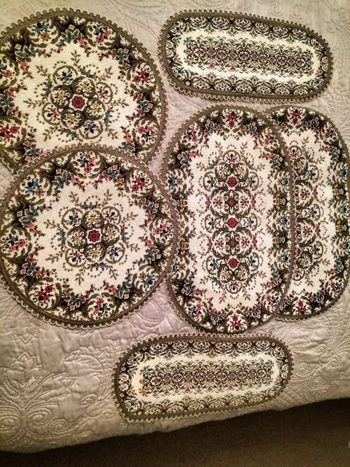 Vintage Tapestry Style  Doileys x6