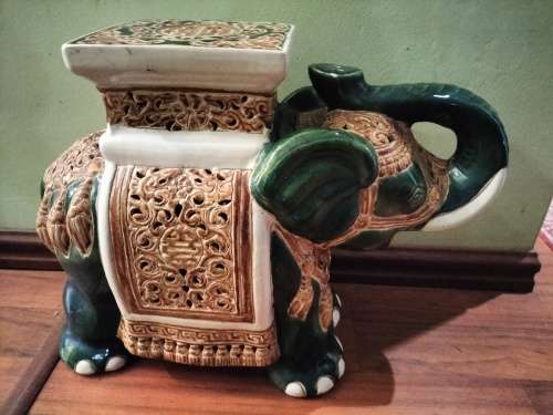 Decorative large Ceramic Indian Elephant Plant Stand/ Side Table
