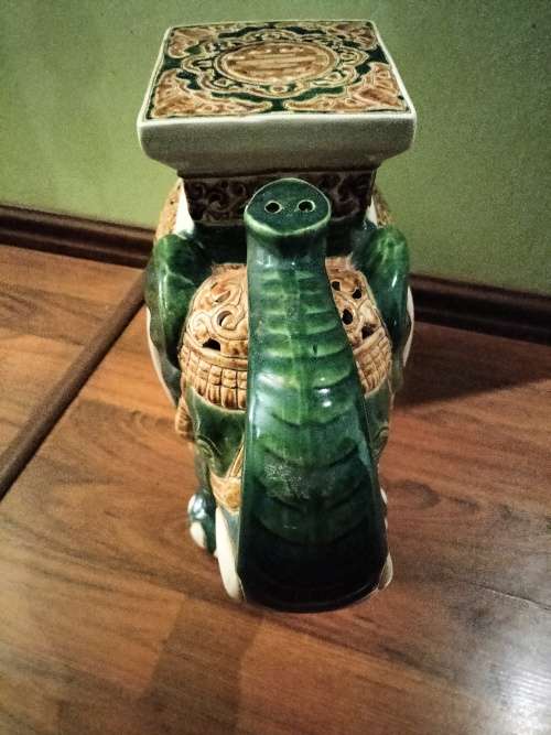 Decorative large Ceramic Indian Elephant Plant Stand/ Side Table