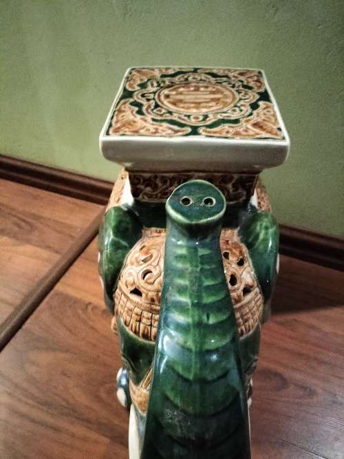 Decorative large Ceramic Indian Elephant Plant Stand/ Side Table